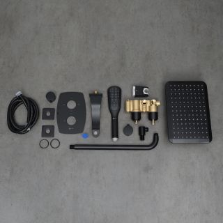 Душевой комплект Lemark Ursus LM7242BL с термостатом чёрный